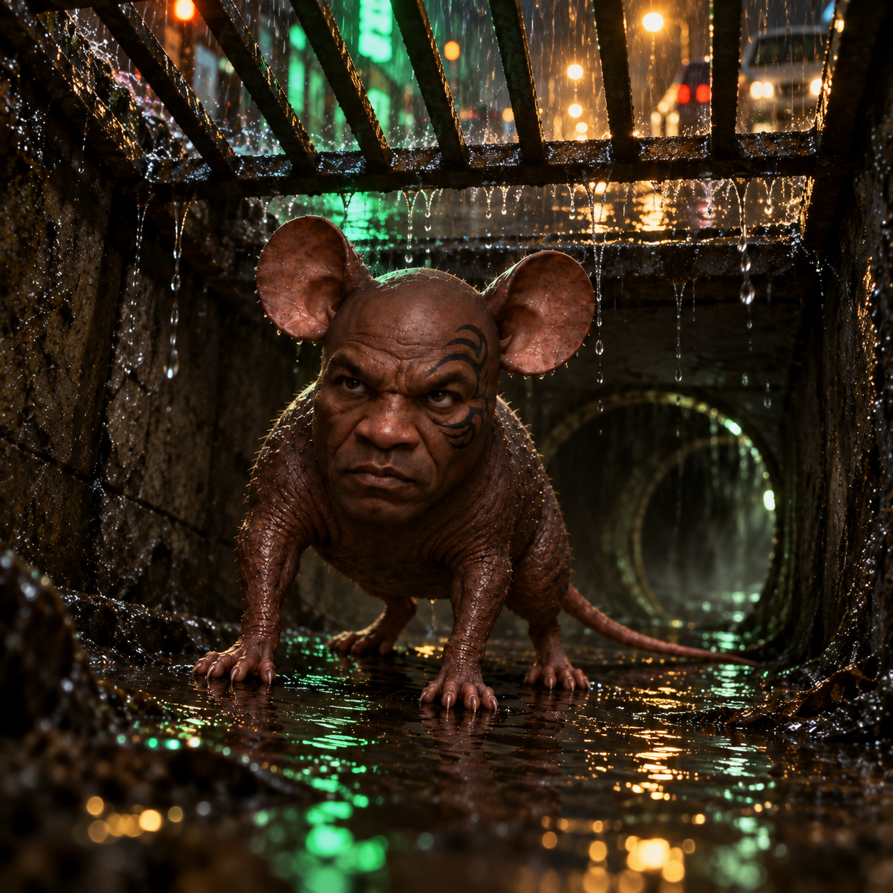 Mice Tyson beneath a street drain